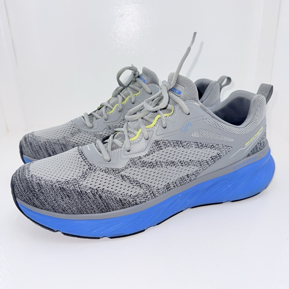 Skechers Edgeride Enzoh Mens 14 Gray Blue Relaxed Fit Memory Foam Running Shoes